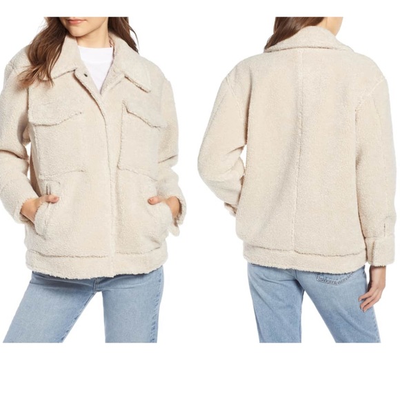 something navy faux shearling jacket